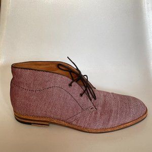 Burgundy / Pink canvas chukka boots - dark leather accents, clear soles (44)